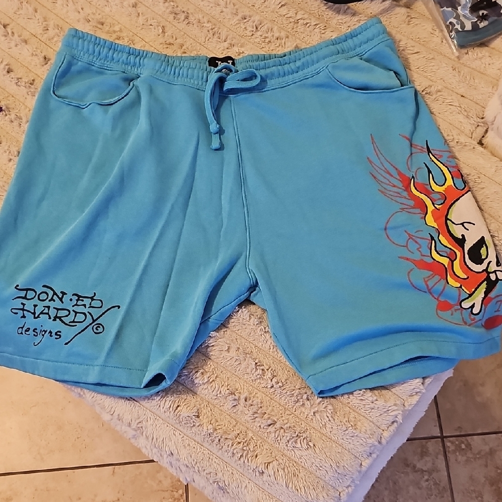 Ed Hardy Blue Graphic Shorts